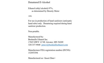Denatured D Alcohol drum.jpg 189000 mL NDC: 74630-0002-1 - Denatured D Alcohol drum
